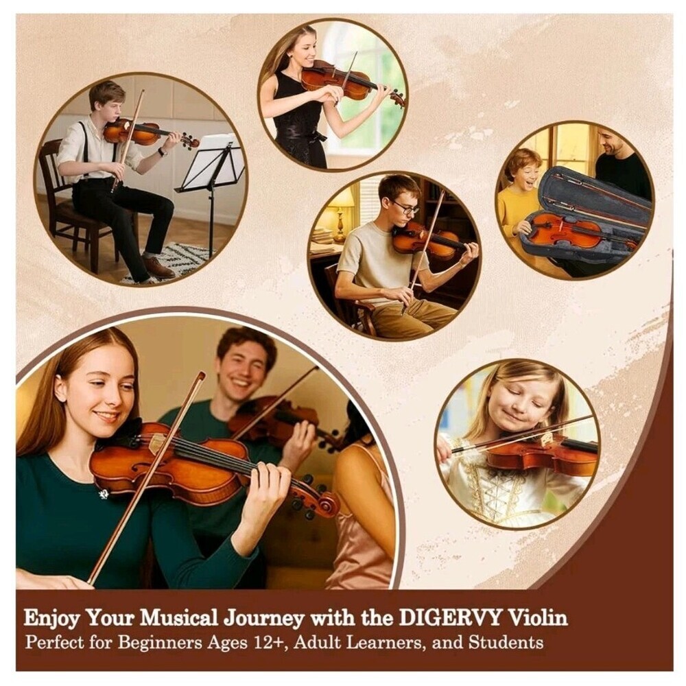 DIGERVY Violin 4/4 Full Size Kit for Beginners and Adults Maple & Spruce Wood - Picture 7 of 14
